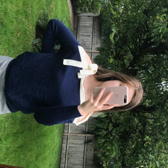 J. Crew Navy Merino Wool Sweater - Picture 2 of 4